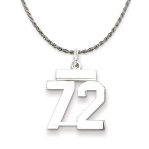 Sterling Silver Athletic Lg Polished Number 72 Necklace - 20 Inch